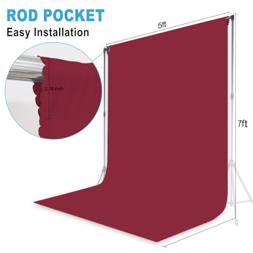 Burgundy Photography Backdrop for Photoshoot, Fabric, 5x7 FT | Versatile Studio Photo Backgrounds, Easy to Install, for Portraits Shooting, Party Decor, Live Streaming, Video Recording - color: Burgundy, size: 5X7 FT