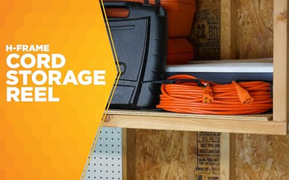 Woods Light Duty Extension Cord Wrap - Holds Up to 100 Feet of 16/3 Cord - Durable H-Frame-Cord Reel with Built-In Carrying Handle - Black,(Pack of 12) - size: One Size (Pack of 12)