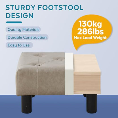 Small Foot Stool Ottoman, Faux Leather Footstool Ottoman Foot Rest for Couch, Rectangle Footstools and Ottomans Small for Living Room, Entryway and Bedroom (Gray) - color: Grey