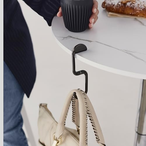 FLIP Bag Hook - Newly Redesigned. Portable Purse Hanger for Table with Magnetic Closure - Now Holds up to 50 lbs (Chrome Black) - color: Chrome Black