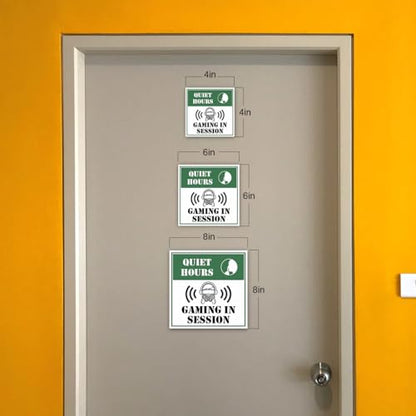 Square Plus Quiet Hours: Gaming in Session Wall or Door Sign | Easy Installation | Gaming Room Signage - Large - size: 8 x 8' - Large