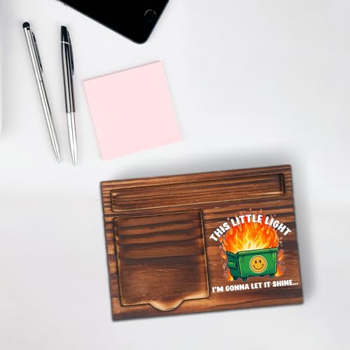 Cute Funny Desk Sticky Note Holder, Coworker Gift for Women Friends Teacher Nurse, Office Desk Organizer Memo Pad Holder Wood Desk Decor STYW2 - style: This Little Light