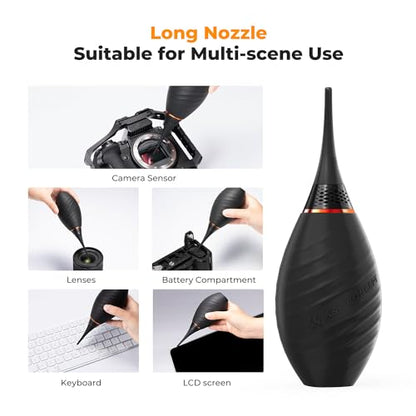 K&F CONCEPT Soft Tip Strong Air Blower with Long Nozzle | Dual-valve silicone blower. Highly elastic with a soft nozzle. Ergonomic design for a comfortable grip