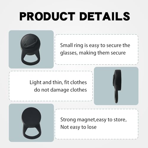 Magnetic Glasses Holder for Clothing Strong Silicone Sunglass Clip, Eyeglass holder Hands-Free Eyewear & Badge Keeper for Travel, Beach（ 2-pack）