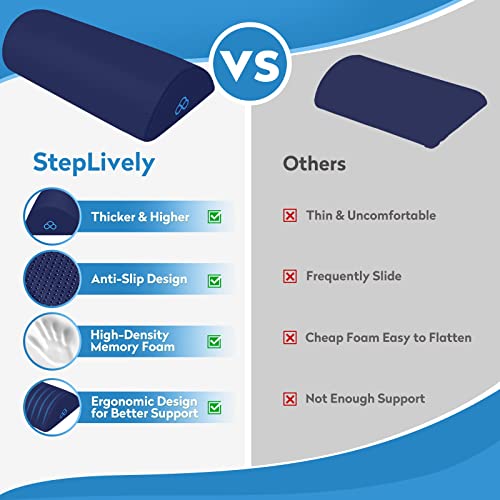 StepLively Foot Rest Ergonomic Pillow for Under Desk at Work, Anti-Fatigue Footrest Support Pillow for Fatigue & Pain Relief, Comfortable for Office Chair, Car Seat & Gaming Chair - Blue, Large - color: Blue, size: Long-20 Inch
