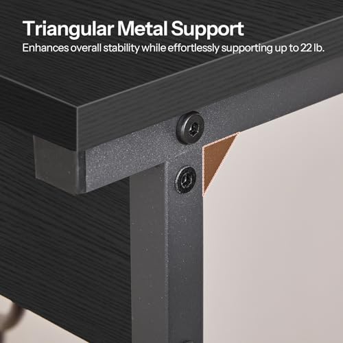 HOOBRO C-Shaped End Table with Charging Station, Adjustable Height Sofa Tray Side Table, Slide Under Couch Arm Table, Small C Side Table for Small Space in Living Room, Bedroom, Black BB71USF01 - color: Black