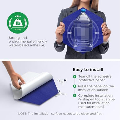 Self-Adhesive Acoustic Panels [390 lbs/yd³ Ultra-High Density], 2nd Generation Sound Absorbing Panel, Professional Level Sound Panel, Polyester Soundproof Foam [Medium Hexagon, Klein Blue] - color: Klein Blue, size: Medium Hexagon (12''x10''x0.4'')