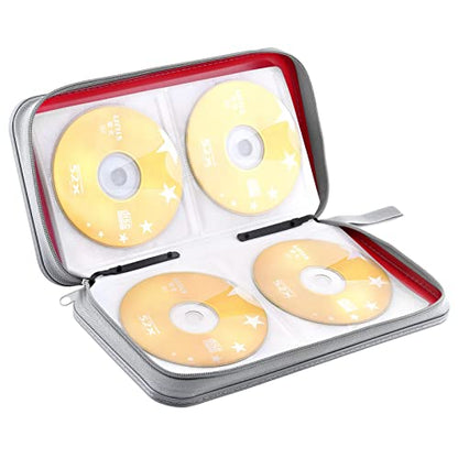 DVD Case, Bivisen CD Case Holder Wallet Binder 96 Capacity CD/DVD Cases Storage Holder Binder Organizer Wallet Book for Car Home Travel (Red) - color: Red