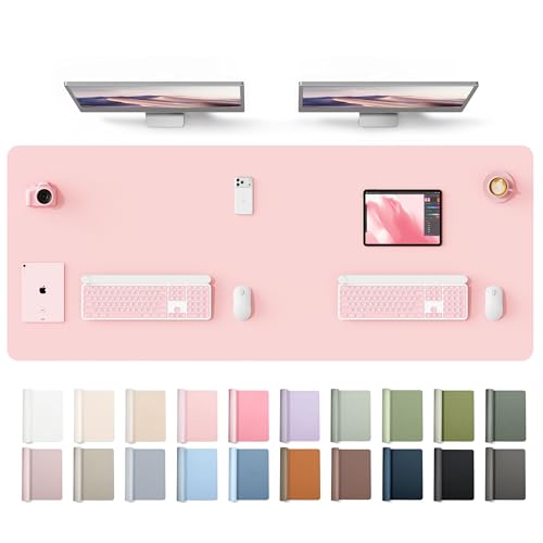 YSAGi Leather Desk Protector, Office Mat, Large Mouse Mat, Non-Slip PU Leather Blotter, Laptop Desk Mat, Waterproof Writing Pad for Office and Home(Light Pink, 63" x 24") - color: Light Pink, size: 63" x 24"