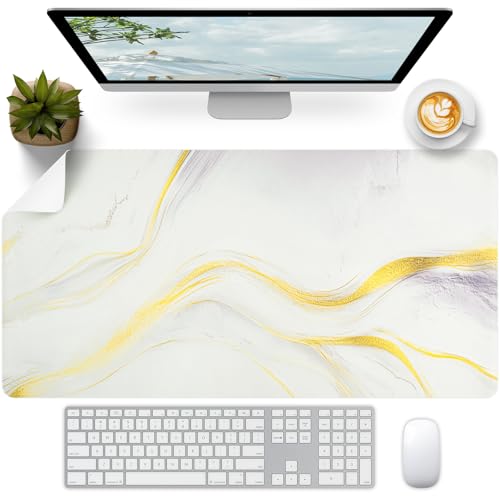 Marble Desk Pad, Desk Matt for Desktop, Leather Mouse Pad, Waterproof Keyboard Mat, Non-Slip Computer Mat, Keyboard and Mouse Pad for Office Decor (31.5"x15.7") - color: Goldmarble, size: 31.5" x 15.7"