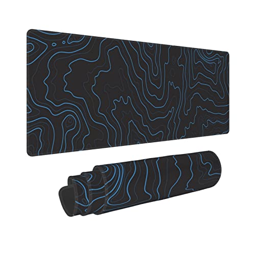 Topographic Contour Gaming Mouse Pad XL, Large Non Slip Rubber Mousepad, Stitched Edges Desk Pad, Long Extended Mice Pad,31.5'' X 11.8'' - color: Topographic Contour2