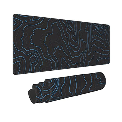 Topographic Contour Gaming Mouse Pad XL, Large Non Slip Rubber Mousepad, Stitched Edges Desk Pad, Long Extended Mice Pad,31.5'' X 11.8'' - color: Topographic Contour2