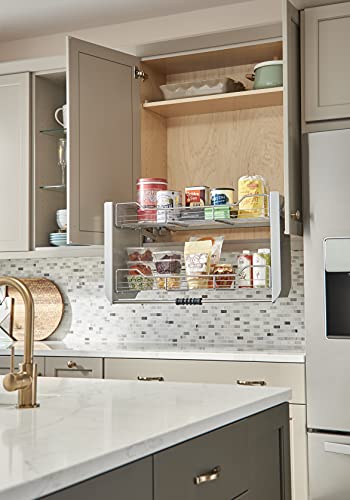 Rev-A-Shelf 36" Pull-Down Heavy-Duty Shelf Organizer for Tall Kitchen/Bathroom Cabinets, Dual Tier Wall Mounted Pantry Storage, Chrome, 5PD-36CRN - color: Chrome, size: 34"W