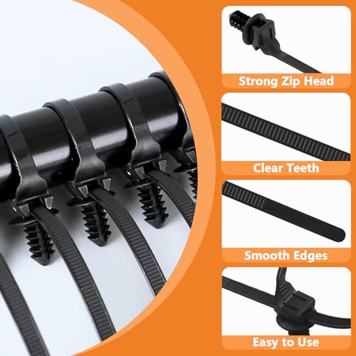 Fir Tree Push Mount Zip Ties 8 Inch Threaded Automotive Fuel Line Cable Ties Nylon Wire Holder 8.3"x0.22" 50Pcs - size: 8.3"x0.22"