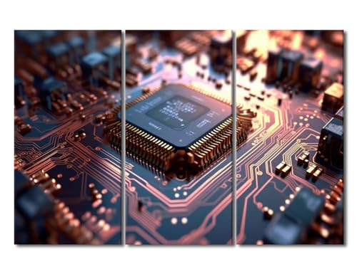 Smart Chip Wall Art Decor Microchip Processor Canvas Art Wall Decor Circuit Board Bedroom Wall Decor Pictures Posters & Prints Modern Home Decor Canvas Paintings Framed Ready to Hang (42"Wx28"H - color: Artwork-04, size: 42"Wx28"H