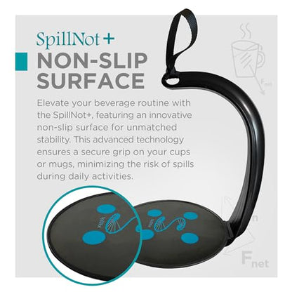 SpillNot+ - The SpillNot Portable Handheld Beverage Carrier, Nonspill Drink Tray, Innovative, Easy to Use - Black