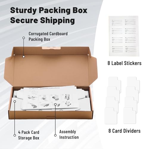 NUMINA 4 Pack 600 Card Storage Boxes, Organizer for Trading Card Collection, Heavy Duty Sports Cardboard Box, Trading Gaming Cards Collection Box with Adjustable Dividers - size: 10 in (4-Pack)