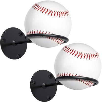 Threan Baseball Display Holder for Wall, Metal Softball Memorabilia Wall Mount Rack, Heavy Duty Sports Theme Decor for Office, Garage and Man Cave (Black)