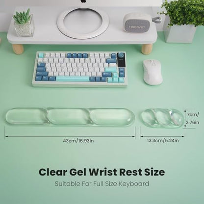 O.T.M Wrist Rest Support for Mouse Pad & Keyboard Set, Circle Ergonomic Mousepad & Coaster with Silicone, Non-Slip Base, Clear