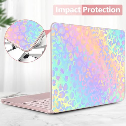 DONGKE Compatible with MacBook Neo 13 Inch Case 2026 A3404 A18 Pro chip & Touch ID, Plastic Hard Shell with Keyboard Cover, Screen Protector & Dust Plugs, Colorful Leopard - color: Colorful Leopard
