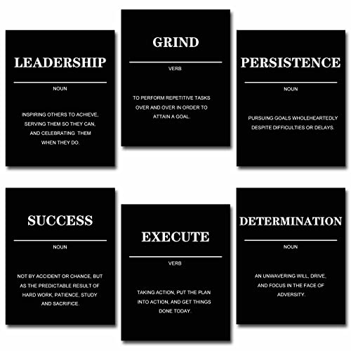 Yasowdkel Inspirational Wall Arts, Motivational Poster, Motivational Office Wall Art,Positive Sayings Posters, Inspirational Wall Decor, Positive Wall Art for Office (Set of 6,8x10in, Unframed) - color: black