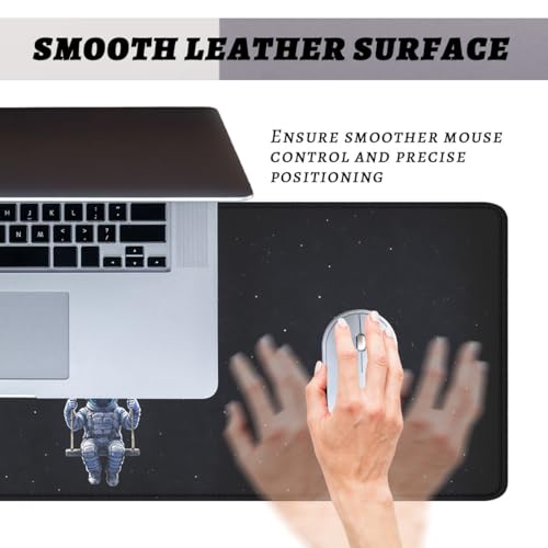 Moon Mouse Pad Astronaut Swing Night Large Desk Mat Waterproof Stitched Edges Rubber Base Non-Slip Deskmap Computer Keyboard Mat Office Computer Keyboard Laptop 31.5"x11.8" - color: Moon