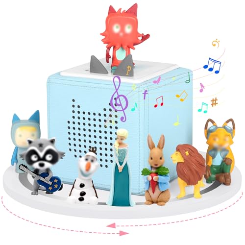 360° Round Turntable for Tonies Box 1/2 Organizer Storage Shelf, Magnetic Stand Holder for Toniebox Player Tonies Figures, Display Collection 10~15 Tonie Box Characters (White) - color: White, size: 1-Tier Turntable for Tonie