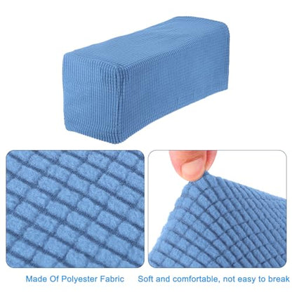 uxcell 2pcs Stretch Armrest Covers for Chairs/Sofas, Couch Arm Covers with Twist Pin, Furniture Protector Slipcovers Denim Blue - color: Denim Blue