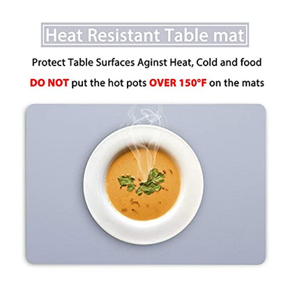Wipeable Placemats Leather Table Mats Waterproof Heat-Resistant Easy to Clean for Dining Table Set Kitchen Table (6, Pale Blue) - color: Pale Blue, size: set of 6