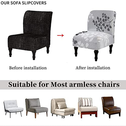 Eco-Ancheng Chair Slipcover, Removable Armless Accent Chair Cover, Polyester and Spandex, Print, Modern, Durable, Machine Washable, Chair Slipcover for Living Dining Room Hotel - color: A2