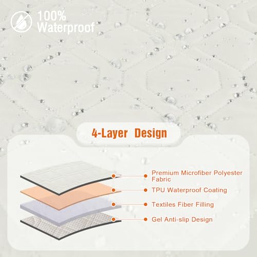 VANSOFY Loveseat Recliner Cover with Console 100% Waterproof Sofa Slipcovers Non-Slip Reclining Couch Cover Split Sofa Covers Furniture Protector for Pets, Dogs(Off White) - color: Off White