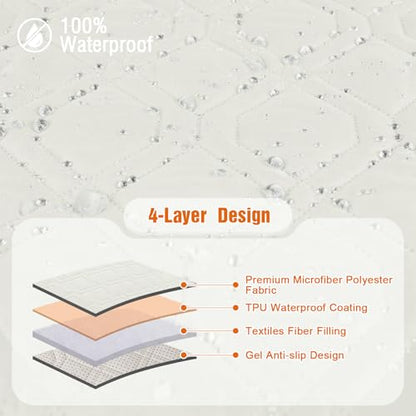VANSOFY Loveseat Recliner Cover with Console 100% Waterproof Sofa Slipcovers Non-Slip Reclining Couch Cover Split Sofa Covers Furniture Protector for Pets, Dogs(Off White) - color: Off White