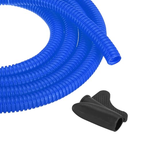 MECCANIXITY 3/8 Inch 50ft Split Wire Loom Tubing, Flexible Cord Protectors with Installation Tool Cable Management Sleeve Conduits Cover for Office Home Electrical Automotive Wires, Blue - color: Blue, size: 3/8 Inch 50ft