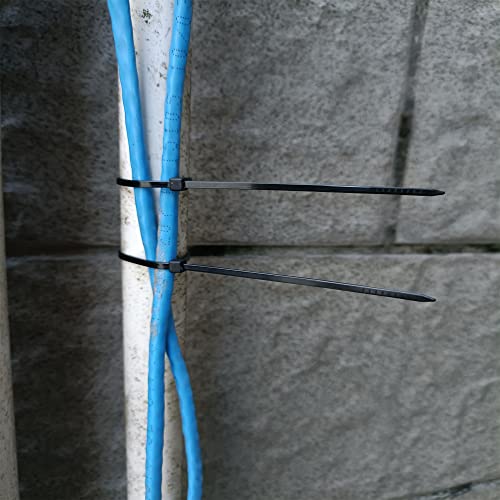 Zip Ties 1000 pcs 8 inch Cable Zip Ties, Premium Plastic Wire Ties with 40 LBS Tensile Strength, UV Resistant Cable Ties, Black Nylon Tie Straps - color: Black, size: 8 inch ( 4 x 200 mm )