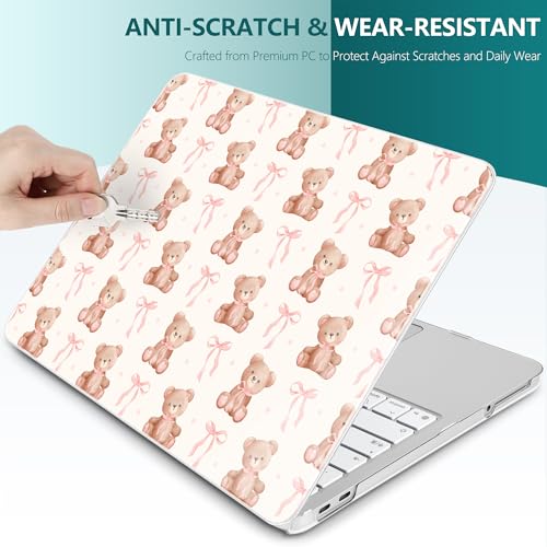 DONGKE Compatible with MacBook Neo 13 Inch Case 2026 A3404 A18 Pro chip & Touch ID, Plastic Hard Shell with Keyboard Cover, Screen Protector & Dust Plugs, Bow & Bear - color: Bow & Bear