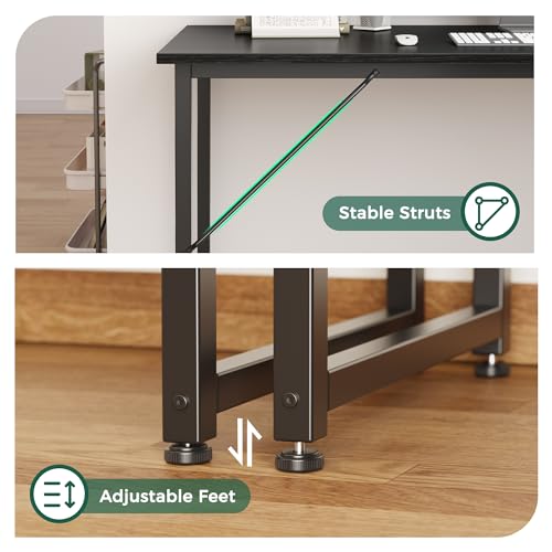 Huuger Modern Simple Office Desk, 40 Inch Gaming Desk with Storage, Black Metal Frame, Large Legroom - color: Black, size: 40inch