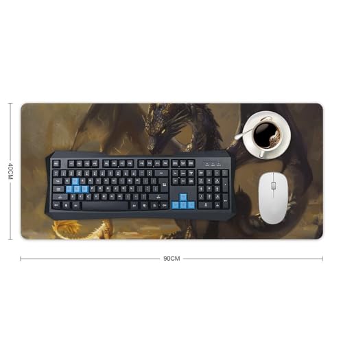 Large Mouse Pad Gaming Mousepad Fantasy Black Dragon Small Cute Golden Dragon Desk Mat for Keyboard and Mouse Mat Non-Slip Rubber Desk Pad 40x90cm - color: Style1, size: 35.4" x 15.7"