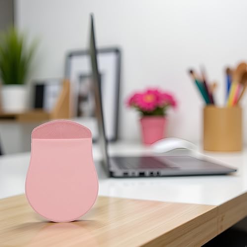 Pink Universal Stick-On Mouse Pouch Holder for Sleevefor Laptop Reusable Adhesive Storage Mouse Holder, Cover Office Worker Mouses Storage Bag for Laptop Pads