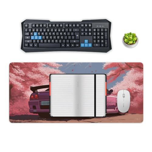 Large Mouse Pad Desk Mat Computer Accessories Gaming Office Organizers Supplies Decor Essentials Keyboard Pads for Desk Rubber Japan JDM Car R34 Pink Cherry Tree Mount Fuji 40x90cm - size: 40x90cm