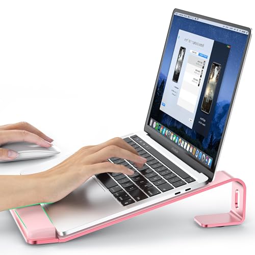 LOXP Laptop Stand for Desk, Laptop Stand with Wrist Support, Ergonomic Detachable Laptop Riser, Mount, Holder Notebook Computer Stand for MacBook Air Pro, HP, Dell, XPS, HP (10-17") Laptops - Pink - color: Pink