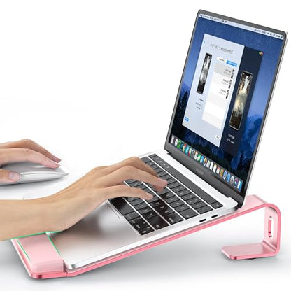 LOXP Laptop Stand for Desk, Laptop Stand with Wrist Support, Ergonomic Detachable Laptop Riser, Mount, Holder Notebook Computer Stand for MacBook Air Pro, HP, Dell, XPS, HP (10-17") Laptops - Pink - color: Pink