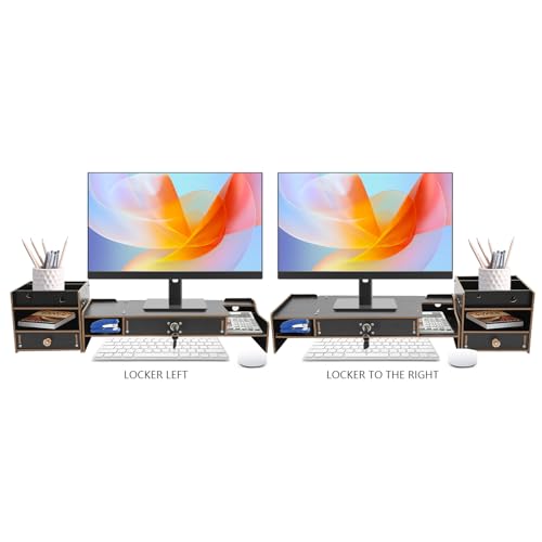 Computer Monitor Stand, Computer Rack with Drawers, Two top Platforms Desk Organizer Monitor Stand with Extra Large Storage Desktop Computer Stand for PC, Laptop, Printer, Screen, TV (06) - size: 06