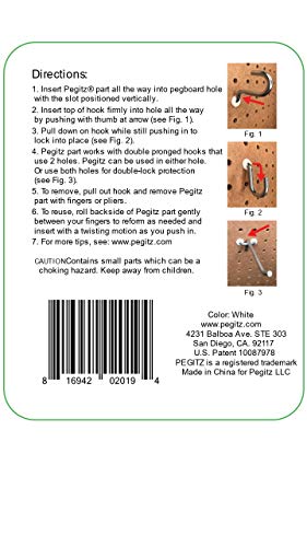 Pegboard Peg Locks 50PCS (1/8 inch, White) - color: White, size: 1/8 Inch