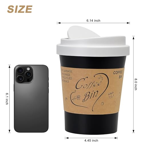 Soddeph Plastic Mini Trash Can with Swing-Top Lid, 0.9 Gallon Desktop Waste Bin for Coffee Table, Office, Small Countertop Wastebasket for Counter, Vanit (White Lid + Black Can, Small) - color: White Lid + Black Can