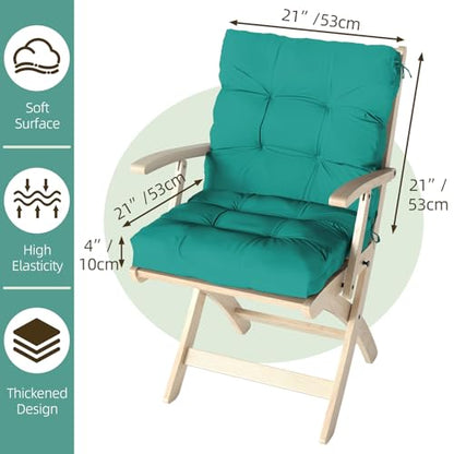 Outdoor Chair Cushions Set of 2, 42x21x4 Inch Patio Cushion for Dining/Rocking Chairs, High Back Soft Seat Pad with Ties, Indoor Outside Use, Fade-Resistant & Waterproof, Lake Blue - color: Lake Blue