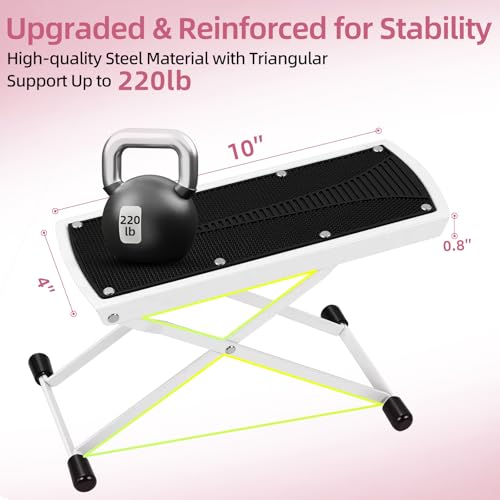 Pedicure Foot Rest, 6 Heights Adjustable Foot Stool, Upgraded Metal Foldable Non-Slip Stand for Home and Salon Use Pedicure Station, Ideal Pedi Stool for Nail Tech or Guitar Foot Stool White - color: White-upgraded