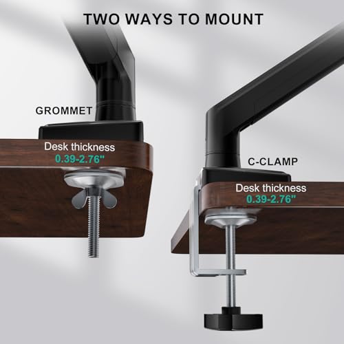 WALI Single Monitor Mount for 13-34 inch Screens, Adjustable Single Monitors Arm, Regular Screen up to 32 inch, 26.4lbs, Computer Monitor Stand for Desk, VESA 75/100mm (GSMP001N), Black - size: 13" to 34"