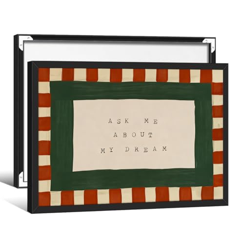 Motivational Quotes Wall Art Ask Me About My Dream Poster 08x10 inch Black Framed Vintage Minimalist Checkered Canvas Prints for Modern Mid Century Bedroom Home Wall Decor - color: red-3, size: 10"L x 8"W, style: Framed