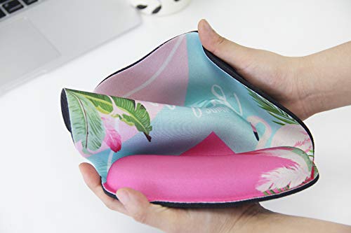 Mouse Pads with Gel Wrist Rest Support,Ergonomic Non Slip Base Memory Foam Wrist Rest Pad Mousepad for Home,Office,Gaming,Computer,Laptop Easy Typing Pain Relief, Flamingo