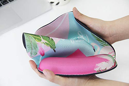 Mouse Pads with Gel Wrist Rest Support,Ergonomic Non Slip Base Memory Foam Wrist Rest Pad Mousepad for Home,Office,Gaming,Computer,Laptop Easy Typing Pain Relief, Flamingo